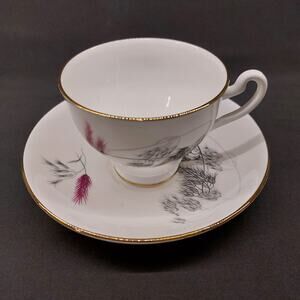 Vintage English Bone China Teacup & Saucer Set - Made in England - Gold Trim